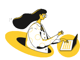 a illustrated gif of a woman working at her laptop